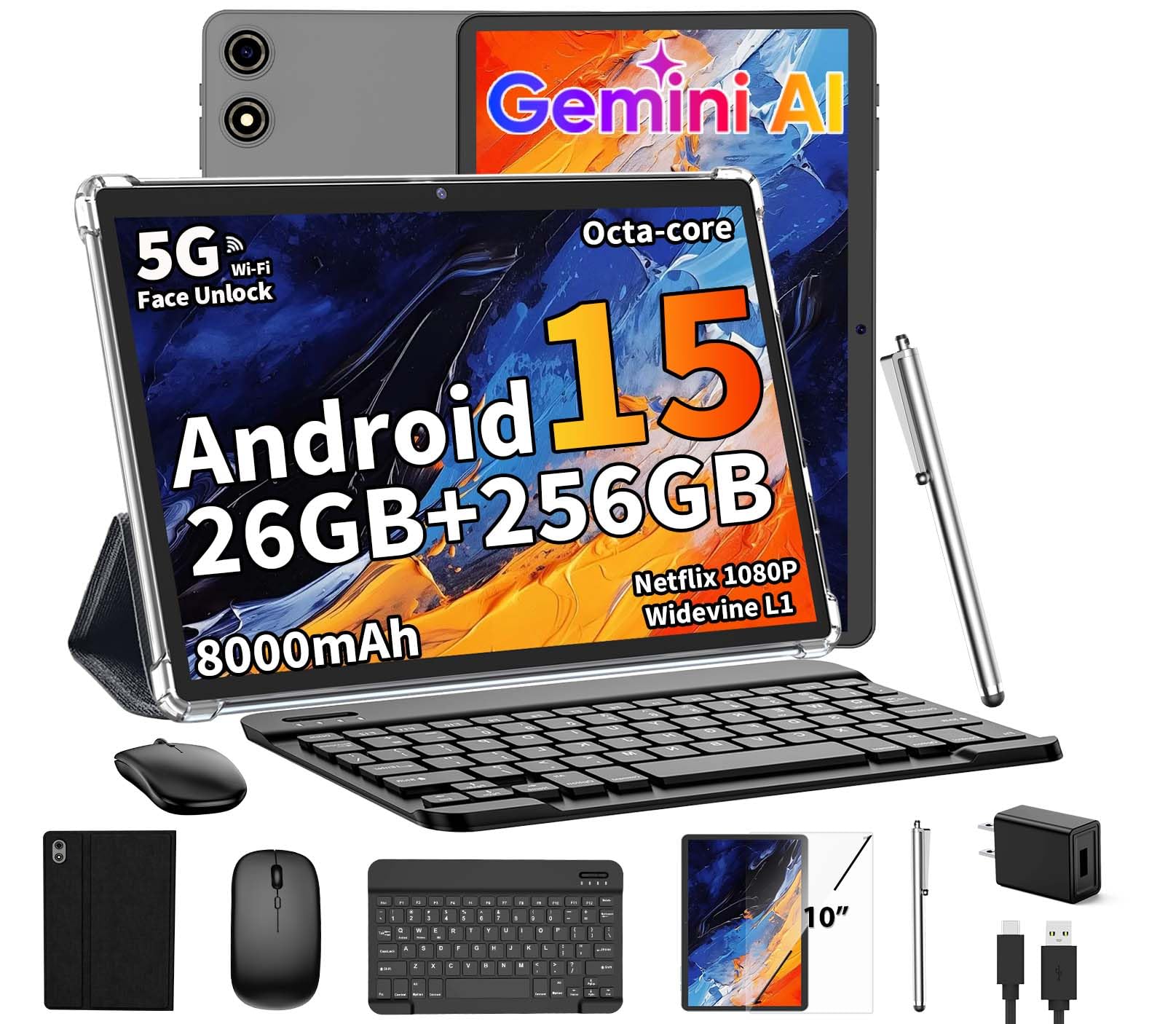 Amazon.com : Android 15 Tablet with Keyboard, 26GB RAM+256GB ROM